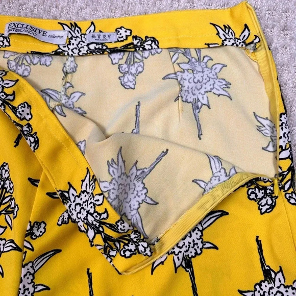 High-waisted, wide-leg floral yellow pants, Size 6, Bold, Statement Trousers - Picture 3 of 6